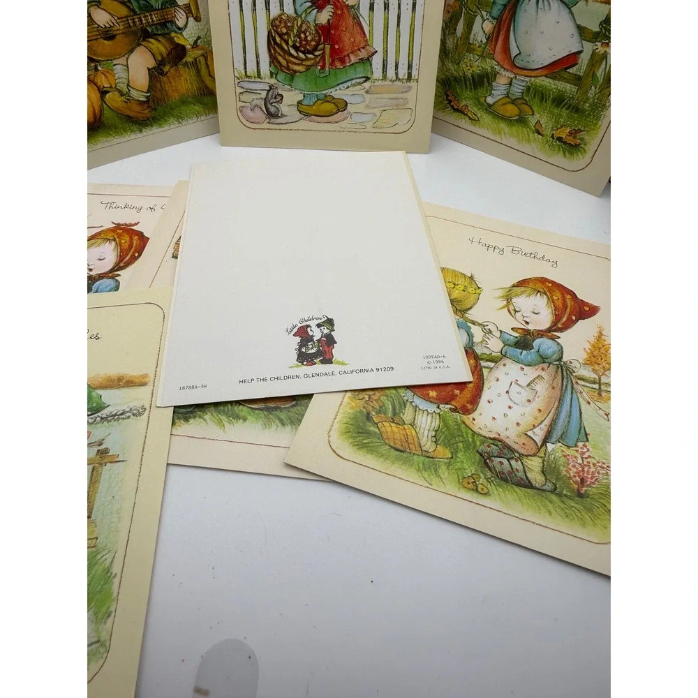 Vintage 1986 Little Children Greeting Cards Lot 8 Hummel Style Help The Children